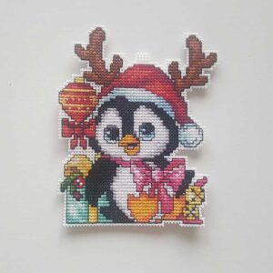 Julpynt - Pingvin med renhorn