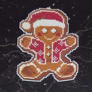 broderat julpynt - pepparkaksgubbe